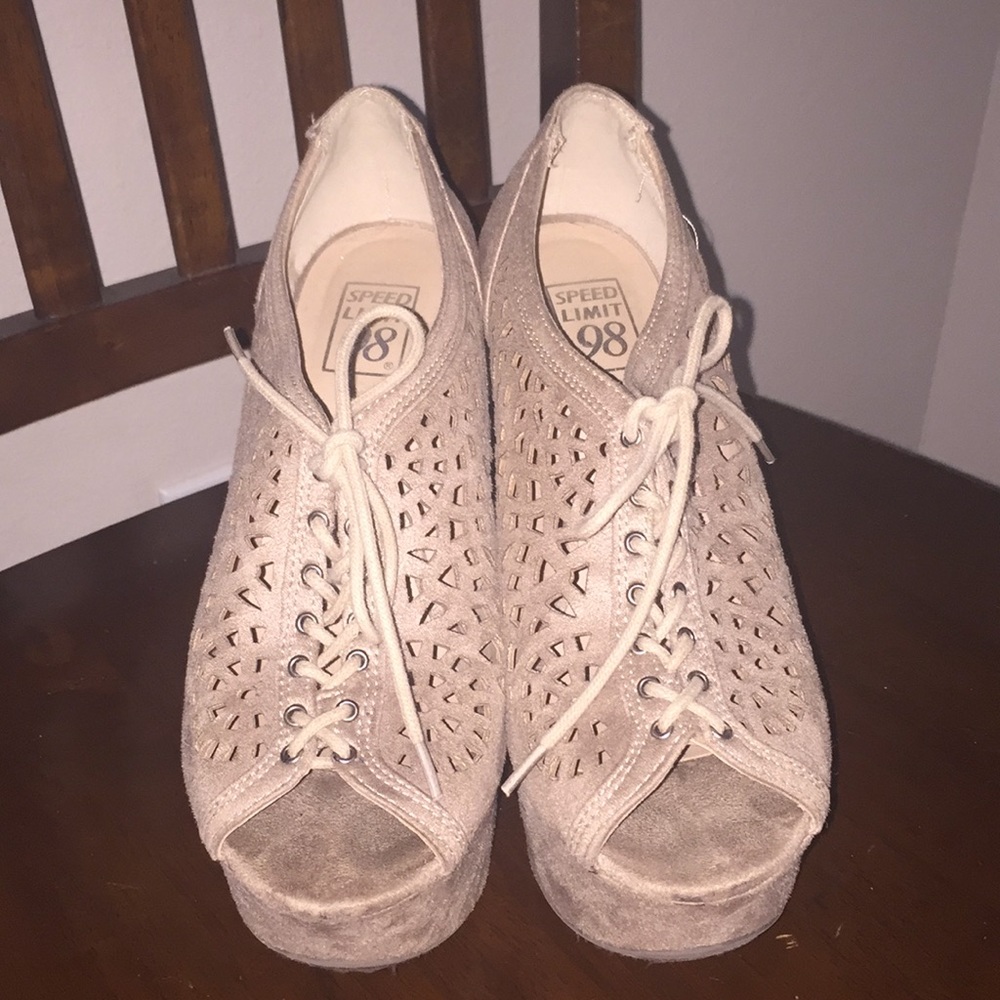 Nude platform booties